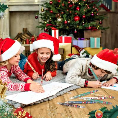 6Pcs Christmas Erasable Gel Pens 0.5mm Retractable Blue Ink Pens with Erasers Festive School Office Supplies