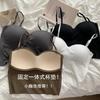 Ice silk beauty back underwear fixed integrated cup with chest pad with small suspender adjustable shoulder strap girl tube top tube top type