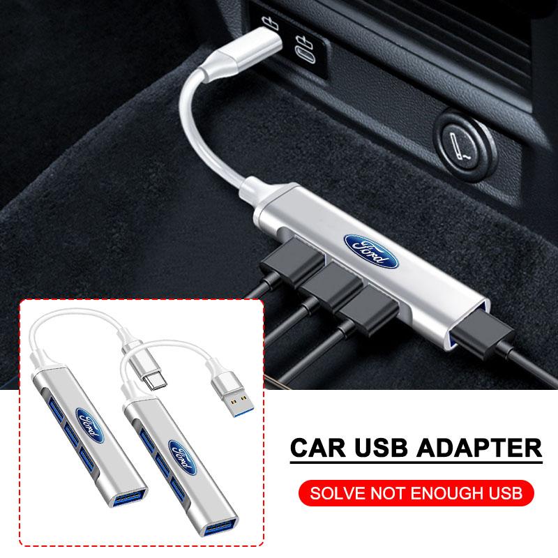 New Type-C Turn USB Adapter Multi Port Distributor Hub Car Accessories For Ford Focus Mondeo Kuga Fiesta MK7 Escort Explorer Edge 2 4 MK2 MK4
