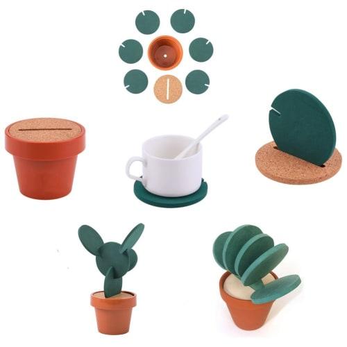 MinniLove Creative Coasters, Cactus Design, DIY Handmade, Non-Slip, Heat-Insulating, Anti-Hot, Easy To Clean, Eco-Friendly, Odorless (Set of 7)