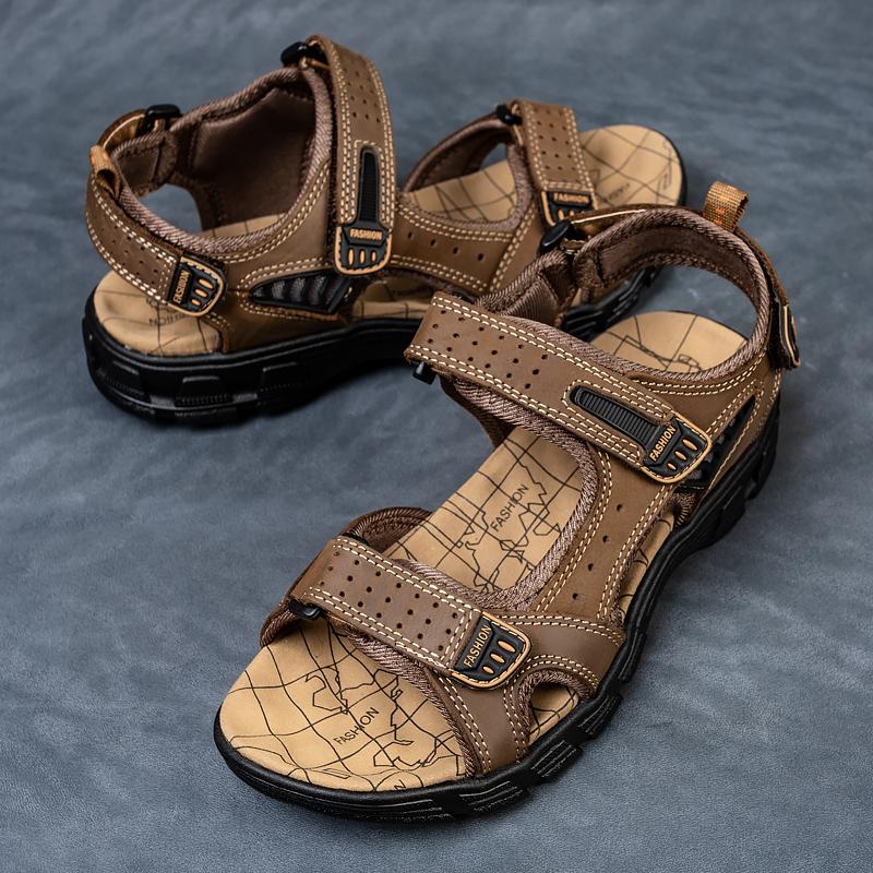 Fashion Classic Mens Sandals Summer Genuine Leather Sandals Men Outdoor Casual Lightweight Sandal Fashion Men Sneakers Size 38-47