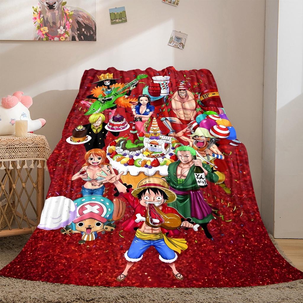 Anime One Piece Luxury Flannel Lightweight Blanket Home Decor Sofa Bed Travel Cover Family Gift LXR134
