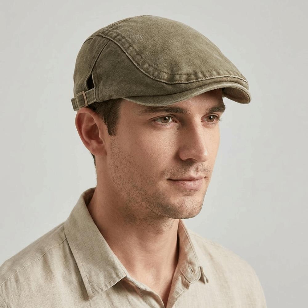 Fashion Cotton Washed Denim Newsboy Caps Adjustable British Style Peaked Cap Forward Hat Solid Color Painter Beret Summer