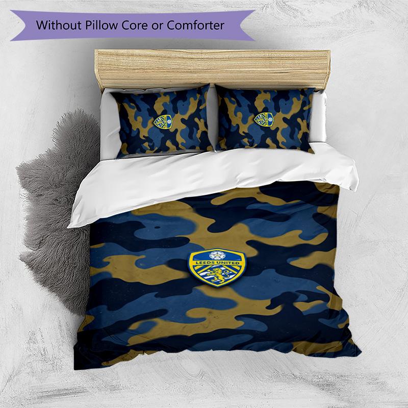 Juego de Ropa de Cama Estampado de Leeds United Football de 3 Piezas, Cómodo y Amigable con la Piel Juego de Funda Nórdica para Dormitorio