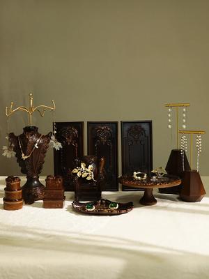 Jewelry Display Stand Brown Plaster Material Vintage Ornament Irregular Pattern Shape Necklace Stand Tray Display Shooting Props