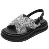 National style sandals women's platform new Chinese style summer new retro round head flat bottom ethnic style outdoor wear beach shoes