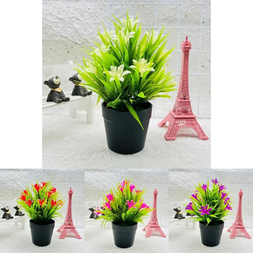 Small Orchid Plant Faux Greenery Plastic Potting Decor For Home And Office Use