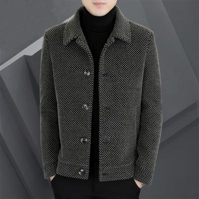 A Fleece and Thickened Men's Autumn and Winter Casual and Versatile Woolen Jacket, A Slim, Stylish and High-end Men's Coat