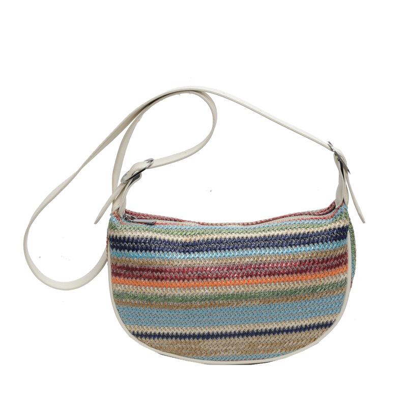 New Contrasting Colors Trendy Rainbow Dumpling Bag Fashionable Versatile Casual Messenger Bag Woven Shoulder Messenger Bag