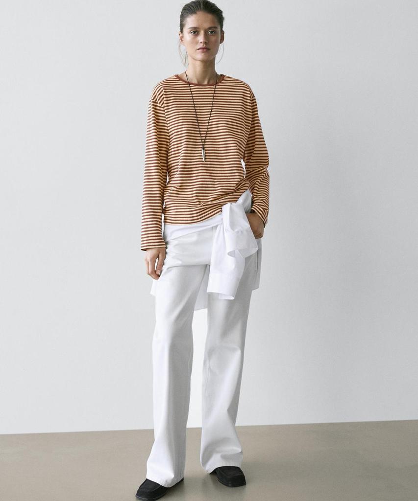 Masimodutti Long Sleeve Striped Cotton T-Shirt