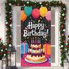 Black Gold Happy Birthday Door Banner Pink Blue Purple Shining Balloons Kid Adult Party Decoration Backdrop Photo Shoot Supplies