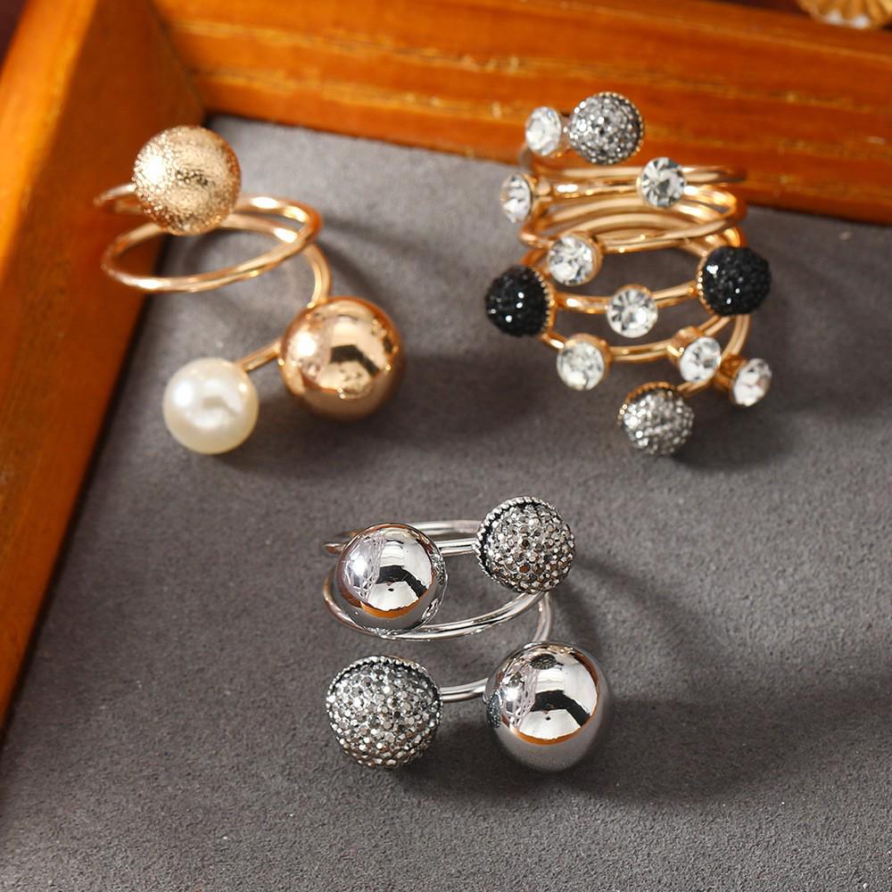 European & American Adjustable Gold Brass Ring - Women's Spring Collection, Color-Preserving Gold Bean Design