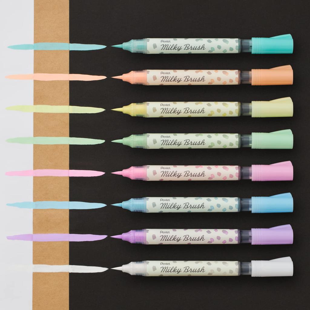 PENTEL Color Brush Pen Milky Brush 8 Color Set 5 Pieces GFH-P8ST