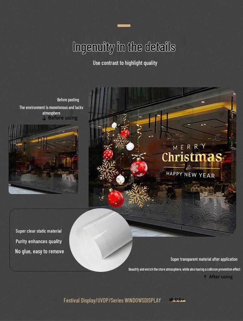 2026 Holiday Window Stickers: New Year and Christmas Static Cling Decals for Glass and Doors