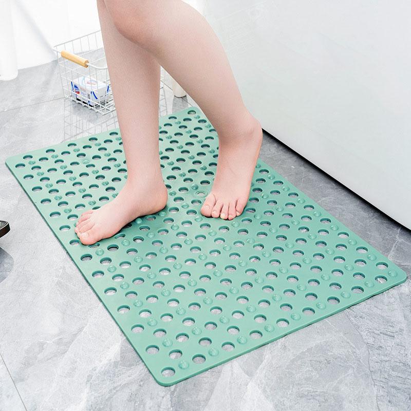 Anti-Slip Shower Mat PVC Suction Cup Pad Bathroom Floor Grip Drainage Holes Massage Foot Mat Waterproof Safety Flooring