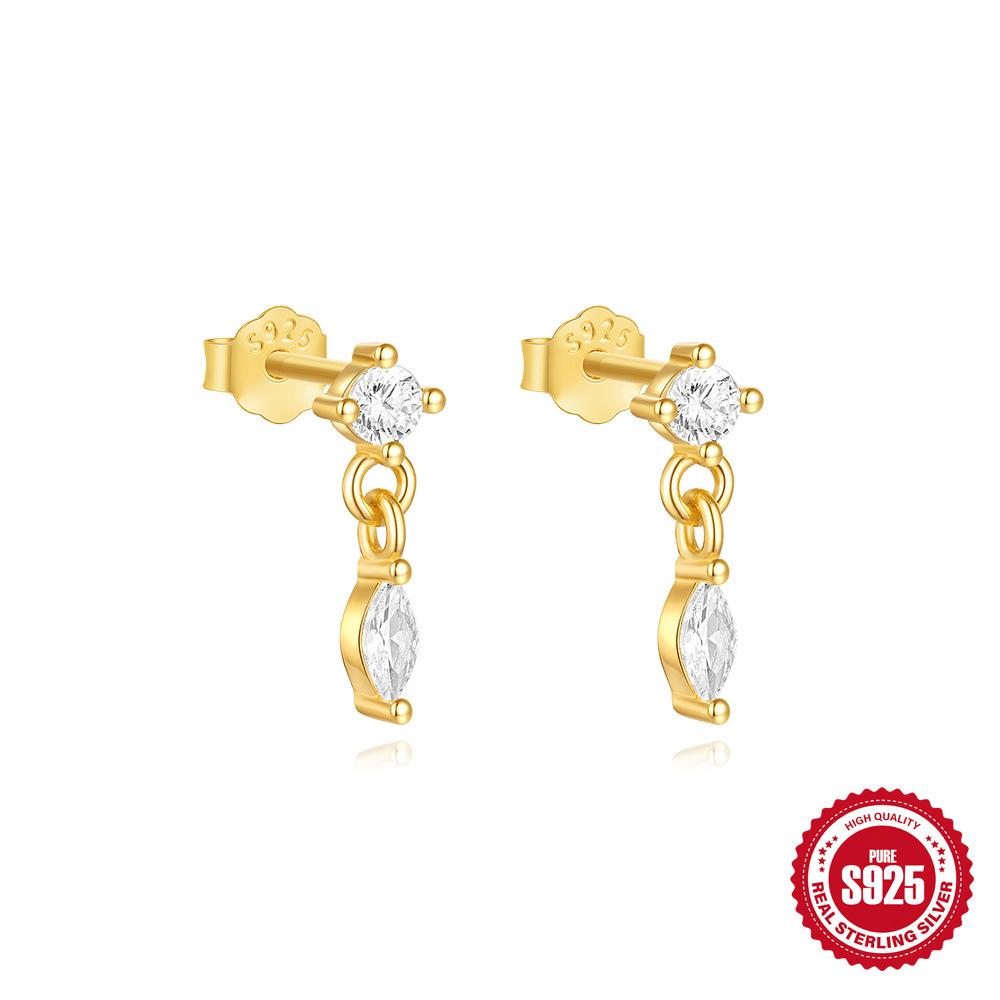 Light Luxury S925 Sterling Silver Personality Temperament 8-Shaped Infinite Symbol 8-Character Geometric Horse Eye Diamond Stud Earrings Earrings
