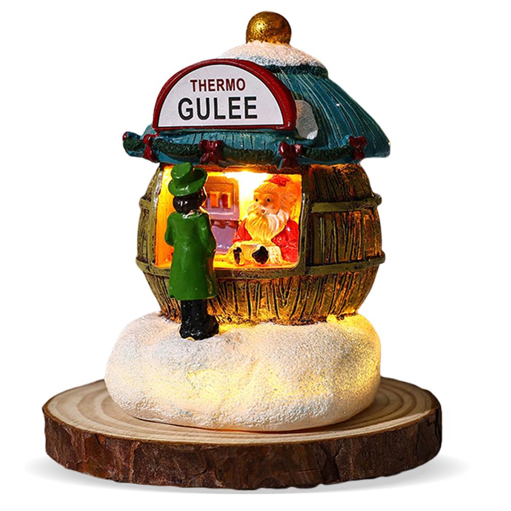 Christmas Luminous Resin Houses LED Micro-Landscape Santa Claus House Craft Ornament Chirtmas Desktop Decoration