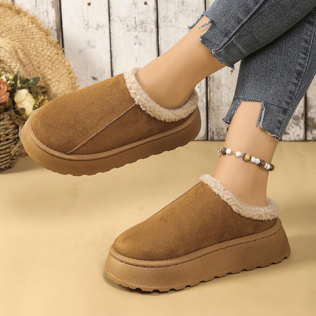 Fashion Winter 2025 Warm Fluffy Woman Slippers Soft Bottom Non Slip Thick Plush Clogs Women Casual Platform House Inddor Shoes Slides