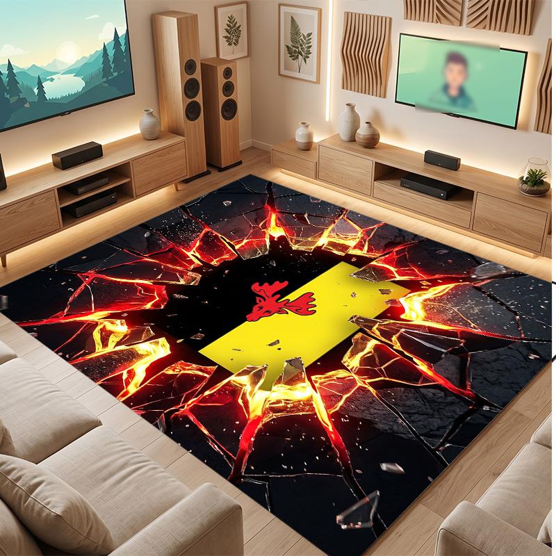 Watford Football Print Crystal Velvet Rug, Comfortable Water Absorbent Non Slip Indoor Floor Carpet