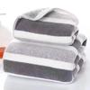 8-Piece Coral Fleece Bath & Face Towel Set with Wide Stripes - Adult Size