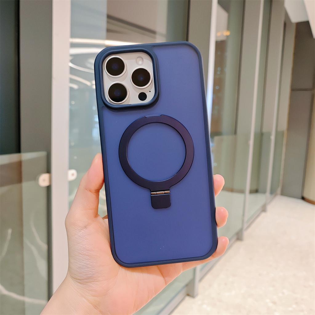 Invisible Bracket Magnetic Phone Case for Apple 15 Case for IPhone 16 ProMax Transparent Frosted Protective Cover