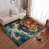 Fierce Tiger In Ocean Waves Area Rug, Artistic Animal Print Carpet Suitable for Use As an Anti-slip for Living Room Bedroom Sofas