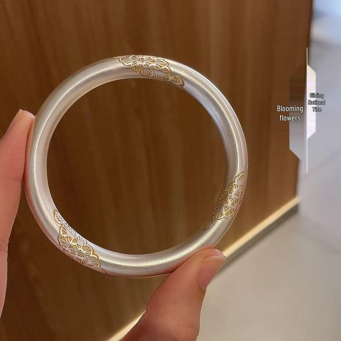 

Браслет из белой меди с посеребрением в виде цветка бегонии – Позолоченный подарок в новом китайском стиле 58 Size