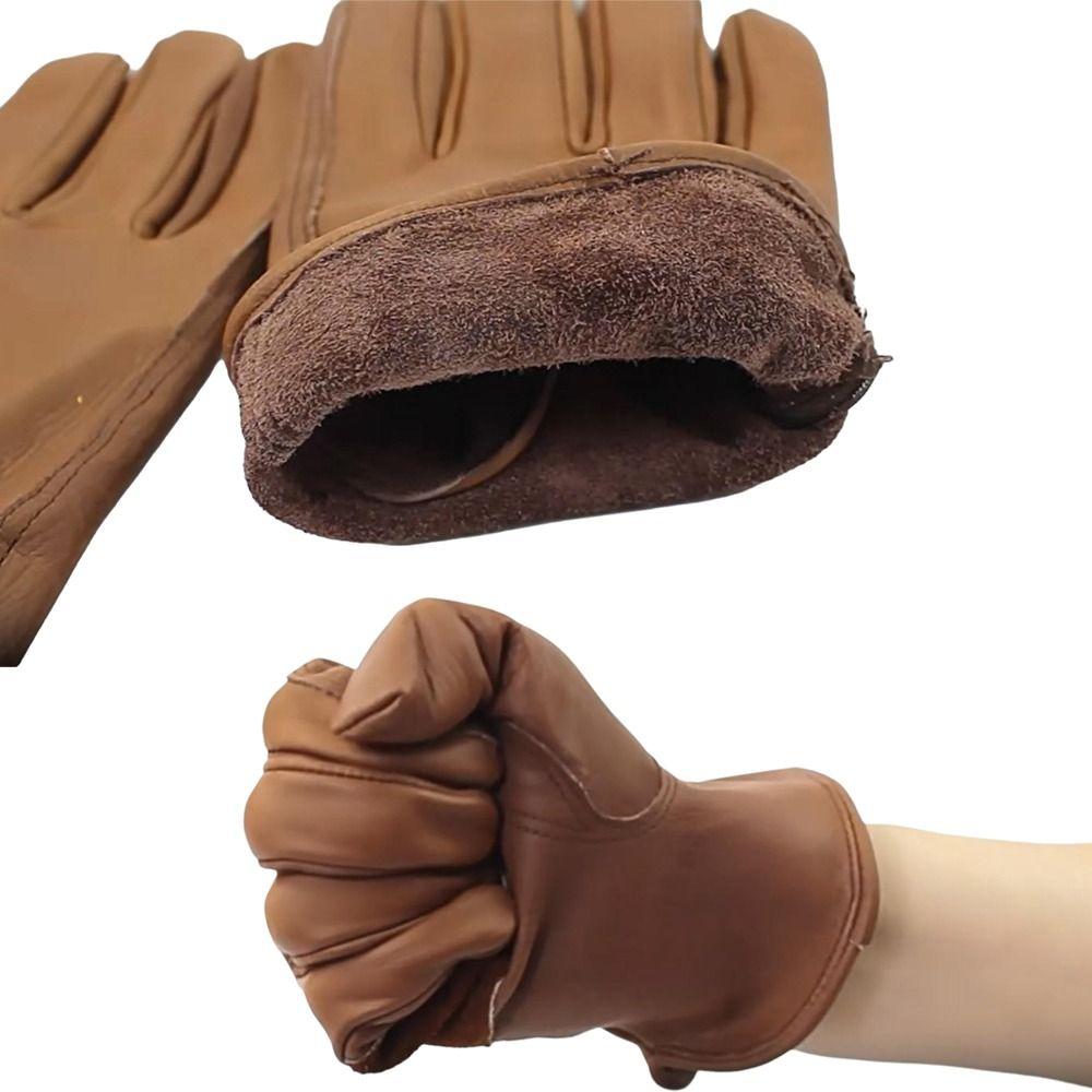 1 Pair Brown Color Work Gloves Premium Cowhide Leather Gloves Riding Gloves  Outdoor Biker