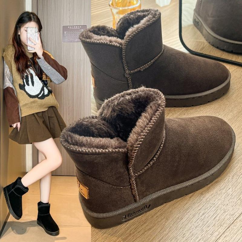 Large Size Snow Boots Women's Winter New Piled Thickened Cotton Boots Women's Warm Short Tube Bread Cotton Shoes