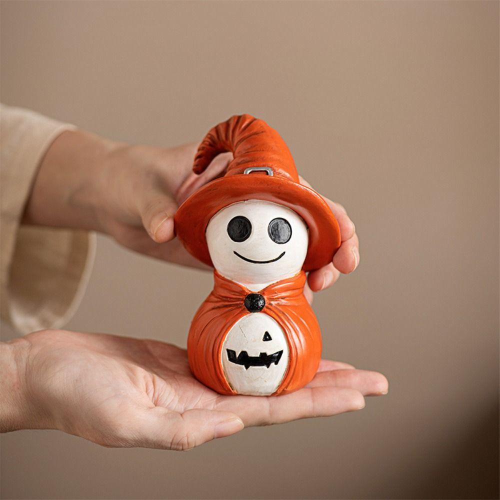 Handicraft Spooky Creat Resin Ornaments Halloween Themed Smiling Wizard Figurine  Festival Decor