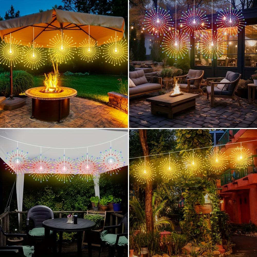 1 Set 5 In 1 Hanging Solar Fireworks Lights 450 LEDS Star Burst Light Outdoor Waterproof 8-Mode with Remote Control