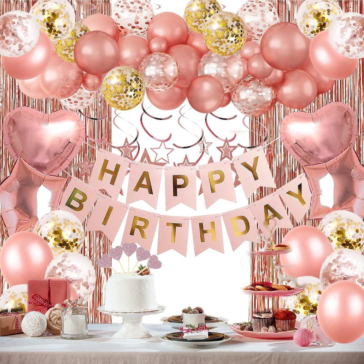 

Banner Sturdy Party Decorations Kit Tinsel Curtain Decorations Multiple Color Balloon Decorations Set For Kids Birthday Men розового золота