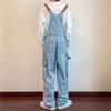 Autumn Splashing Ink Design Denim Overalls Men's Oversize Korean Version of Loose Retro Tooling Trousers