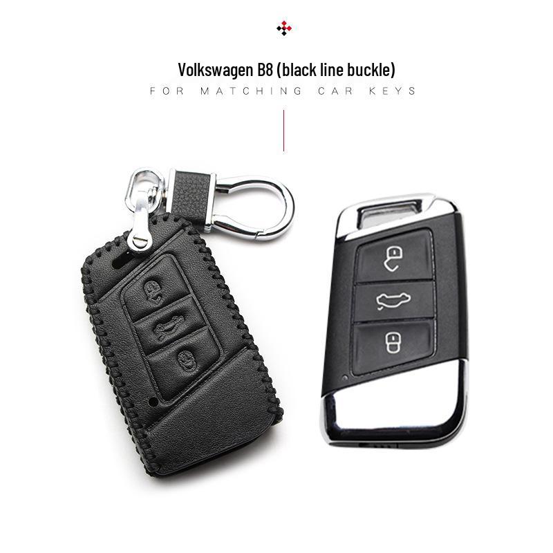 Key Case for Volkswagen: Compatible with 2017+ Magotan, Golf B8, Passat, Tiguan, Lavida, Bora - Genuine Leather
