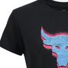 Under Armour Project Rock Logo Animal Print Crew Neck T-Shirt Women Tops Black 1382708-001