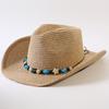 Popular sombrero de vaquero occidental clásico tejido de paja europeo y americano para hombres y mujeres, sombrero de copa tejido de moda para exteriores, estilo OL