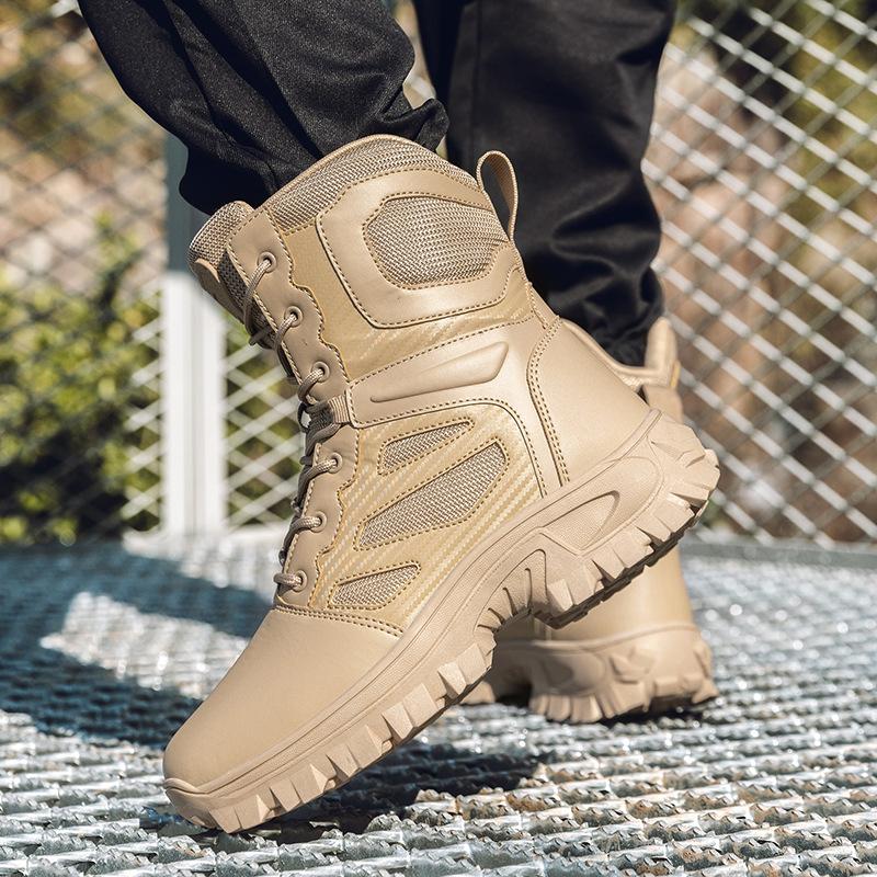 Large size high-top military boots men's outdoor hiking shoes tactical combat boots desert tooling one piece