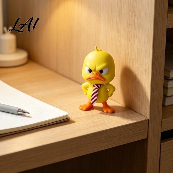 Creative 3D Printed Duck Decor Angry Figurine Cute Yellow with Detachable Small Gift for Coworkers Tie Fun Expression Desktop Ornament Family