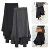 High-Waist Elastic Waistband Irregular Split Hem Thickened Leggings Skirt Women Fake Two Piece Fleece Lining Maxi Skort