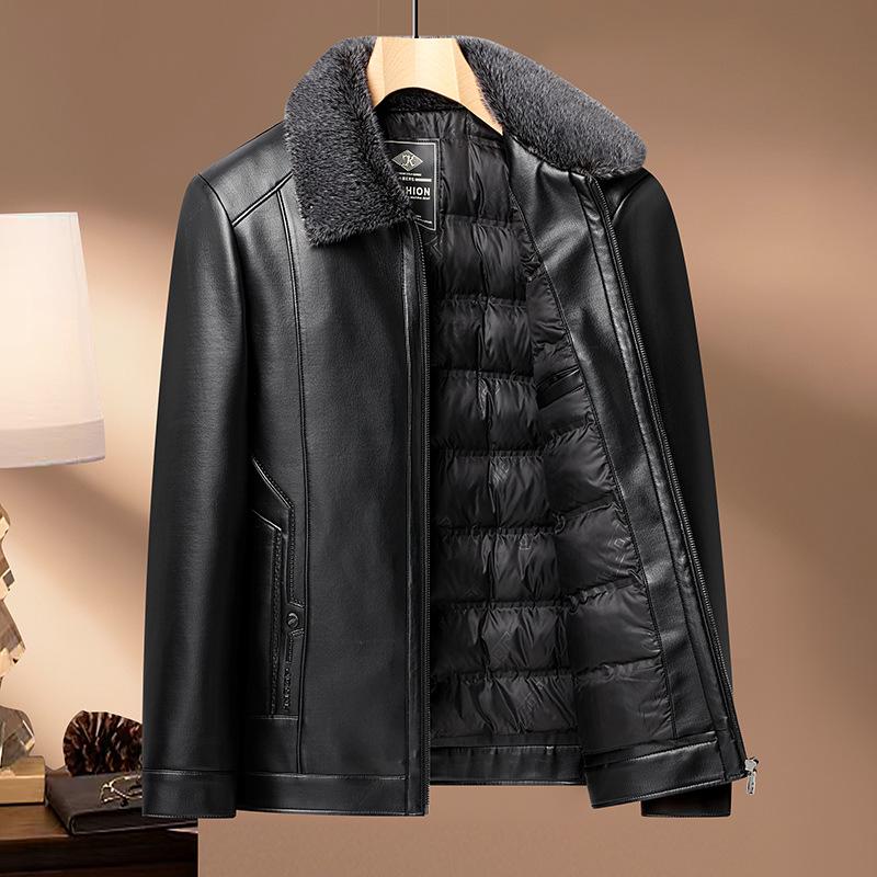 

Mid-aged Men s Suede Collar Leather Jacket - Warm Winter Outerwear for Autumn & Winter 2025 195 (recommended for 160-185 jin)