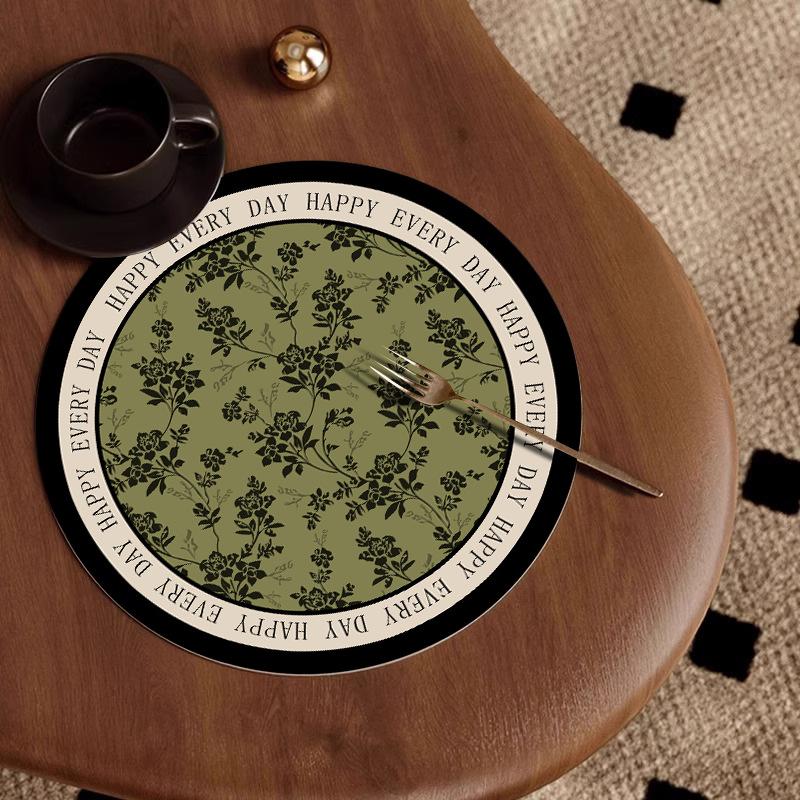 

Винтажные термостойкие подставки, абсорбирующие коврики для чашек для кофе, чая, мисок, тарелок, столовой посуды, кухонные и обеденные аксессуары 10x10cm&Round зелёный