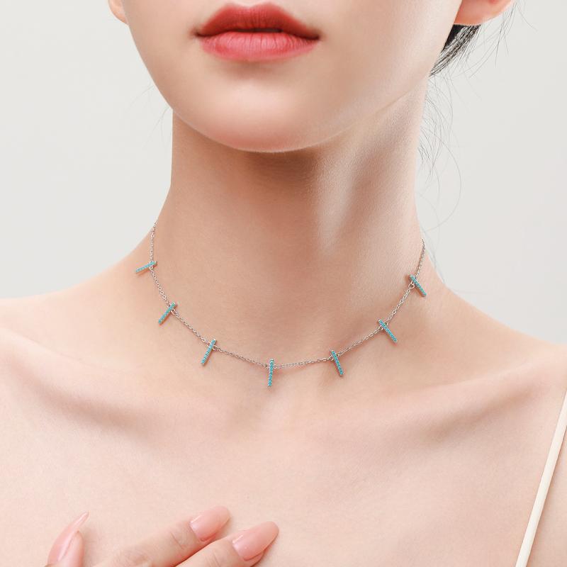 MODIAN Стерлингового серебра 925 пробы, винтажное очаровательное бирюзовое короткое колье-колье с геометрическим рисунком, цепочка для женщин, свадебные эффектные ювелирные изделия