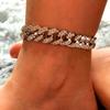 New Trendy Gold Hip Hop 12mm Wide CZ Diamond Miami Cuban Chain Anklet
