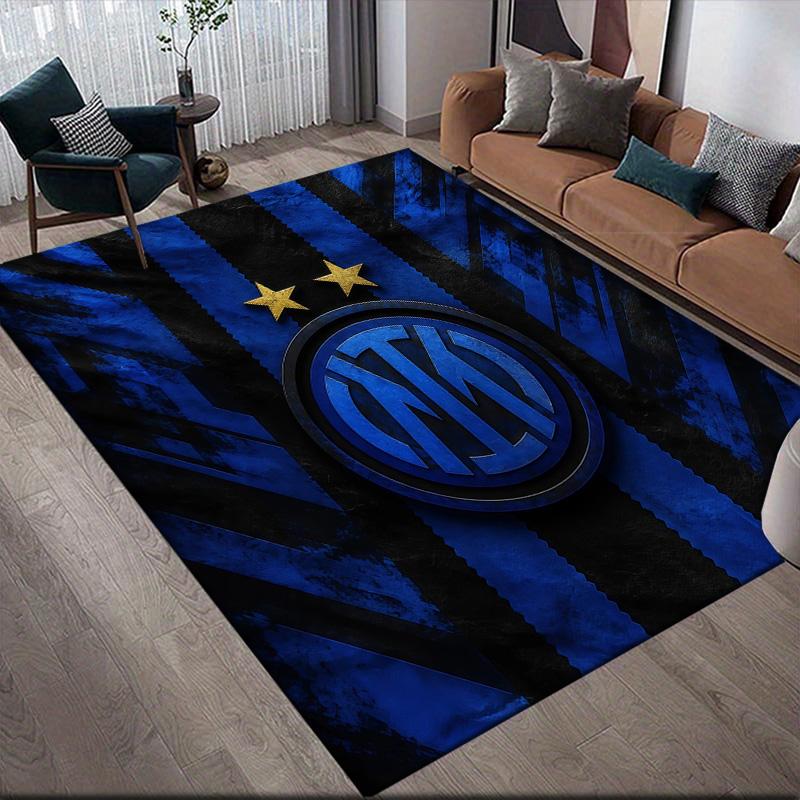 Football Club Internazionale Milano Flannel Pattern Square Carpet,Area Rug,Carpet Rug for Living Room Bedroom Sofa Playroom Decor,Non-slip Floor Mat