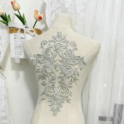 Handmade Flower Embroidery Applique Gorgeous Trim Clothing Accessories Fabric Applique Embroidery Flowers Patches Evening Dress
