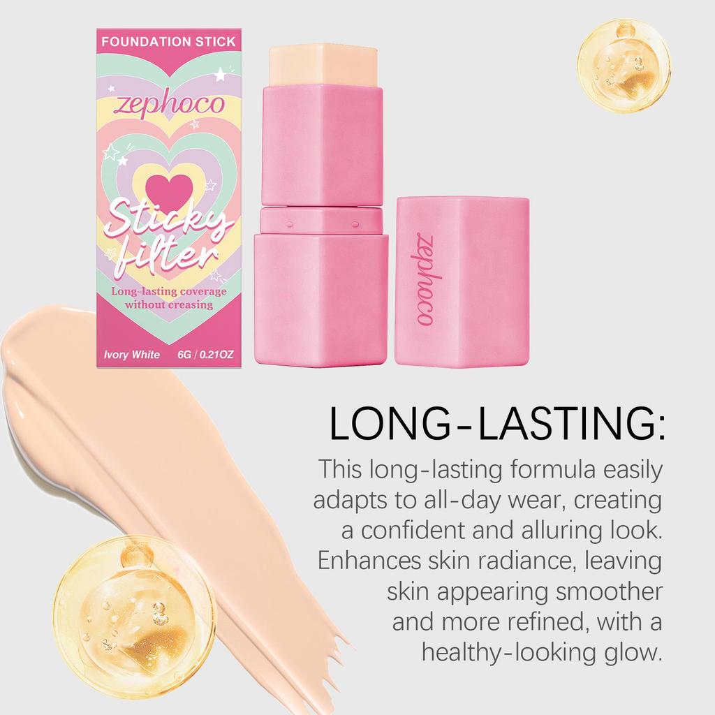 Zephoco Ivory White Long-lasting Concealing Foundation Stick - Portable, Natural, Lightweight, Daily Use.