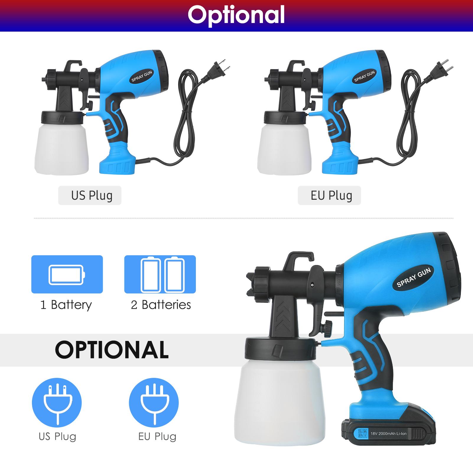 

550W Electric Spray 800ml High Pressure Paint Sprayer 3 Spray Patterns Rate Control with 2.5mm Plastic Nozzle for Painting Furniture Fence Car Bi