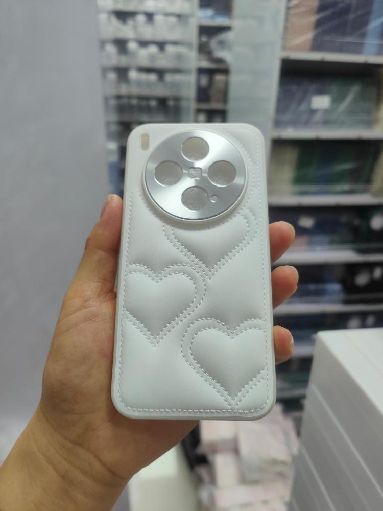 Kawaii Simple Love Heart Pattern Leather Case For Vivo X300 and Vivo X300 Pro Full Camera Lens Protection Back Case Cover PU Leather&vivo X300 белый