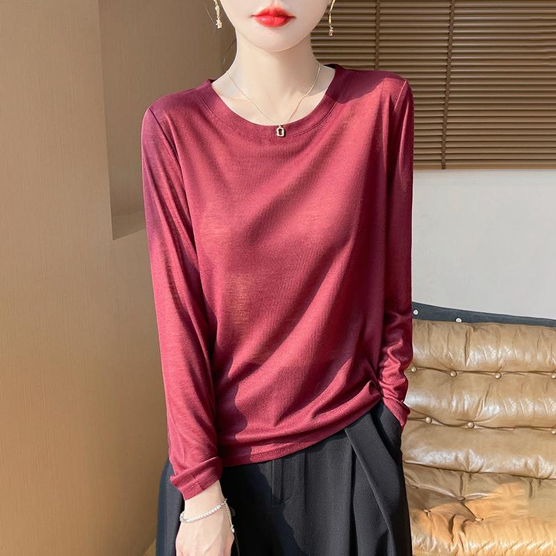 

Жіночий літній легкий пуловер - 50% суміші шовку та поліестеру, дихаючий повсякденний светр XXL червоний