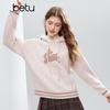 Betu Women's Fuzzy Hooded Rabbit Jacquard Sweater